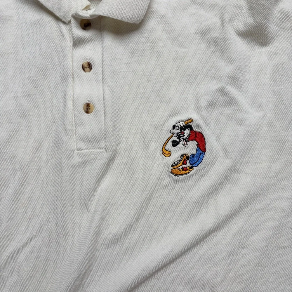 Vintage Mickey & Co Disney Goofy Golf Polo‎ Shirt White Mens XL Made in USA